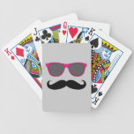 Funny Mustache with Pink Sunglasses Playing Cards
