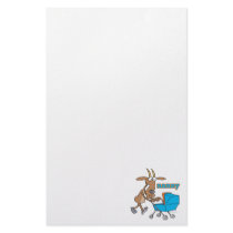 funny nanny goat pushing stroller cartoon custom stationery