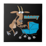 funny nanny goat pushing stroller cartoon tiles
