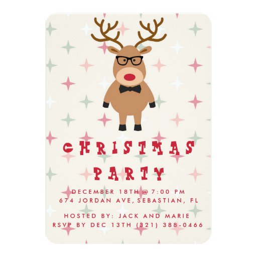 funny nerdy reindeer christmas party invitation zazzle funny christmas invites