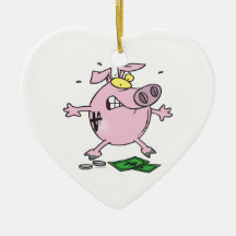funny nervous piggy bank ornament