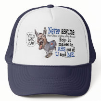 Funny Never Assume Anti Obama Donkey t-shirts Mesh Hat