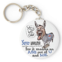 Funny Never Assume Anti Obama Donkey t-shirts Key Chain