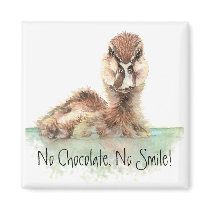 Funny, No Chocolate, No Smile, Angry Duck, Bird Refrigerator Magnet