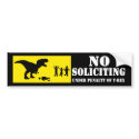 Funny No Soliciting T-Rex Bumper Sticker bumpersticker
