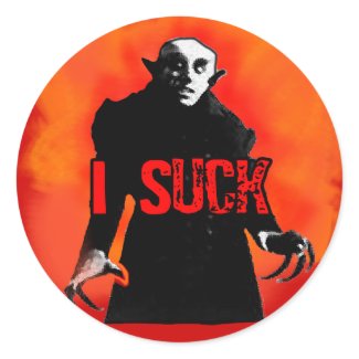 Funny Nosferatu I Suck Halloween Stickers sticker