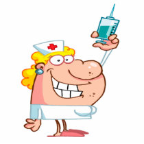 funny nurse with a syringe cartoon acrylic cut outs