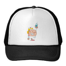 Funny Nurse-with-syringe shot Mesh Hats