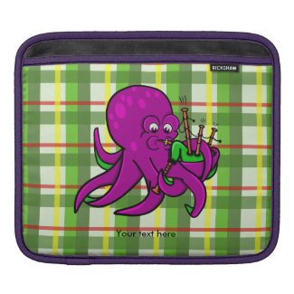 Funny Octopus Bagpipes Illustration iPad Sleeves