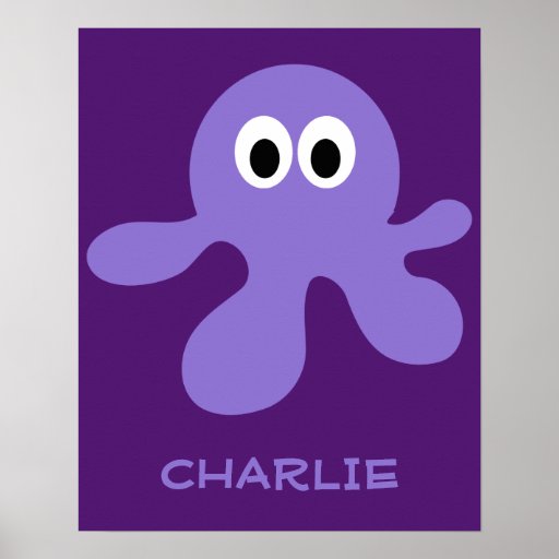 Funny Octopus custom name poster Zazzle