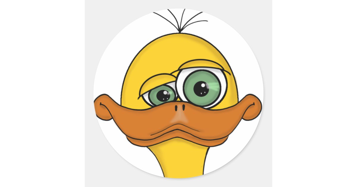 Funny Odd Duck Cartoon Classic Round Sticker Zazzle