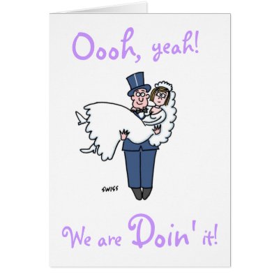 Funny Offbeat Humorous "Save The Date". Greeting Card by Swisstoons
