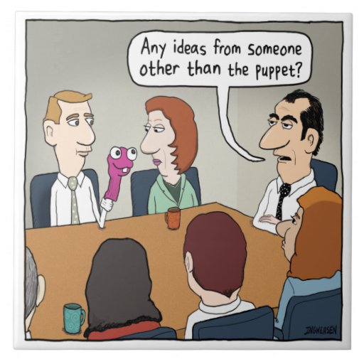 Funny Office Puppet Annoys Boss Large Square Tile Zazzle