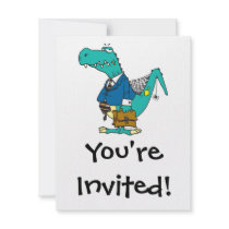 funny old dinosaur cartoon character custom invitation
