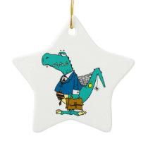 funny old dinosaur cartoon character christmas tree ornaments
