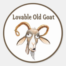 Funny Old Goat Round Stickers