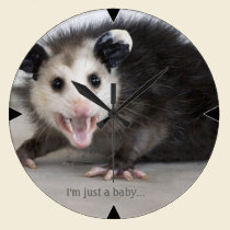 funny opossum photo customizable nature wall clock wall clocks