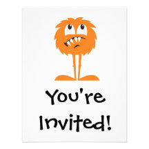 funny orange furry monster invitation