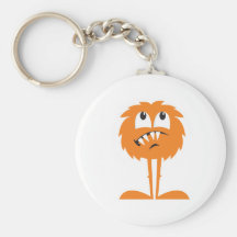 funny orange furry monster keychain
