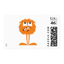 funny orange furry monster postage
