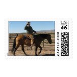 Funny Over the Hill Cowboy & Horse - Western Humor Postage Stamp