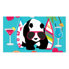 Funny Panda Bear Beach Bum Cool Sunglasses Surfing Business Card Template