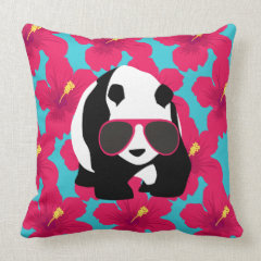 Funny Panda Bear Beach Bum Cool Sunglasses Tropics Throw Pillows
