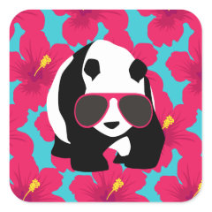Funny Panda Bear Beach Bum Cool Sunglasses Tropics Sticker