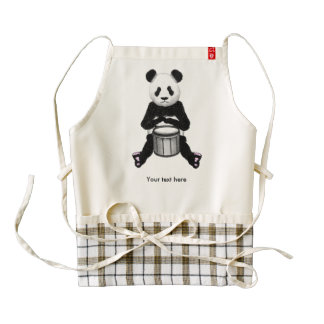 Funny Panda Playing Drums Zazzle HEART Apron