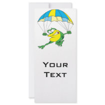 funny parachuting froggy frog cartoon custom rack card