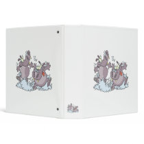 funny party animal hippos in suds cartoon 3 ring binder