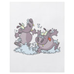 funny party animal hippos in suds cartoon flyers