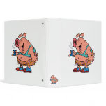 funny party animal pig hog cartoon vinyl binder