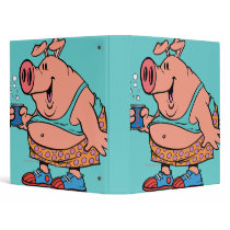 funny party animal pig hog cartoon 3 ring binder