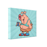 funny party animal pig hog cartoon canvas prints