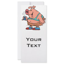 funny party animal pig hog cartoon full color rack card