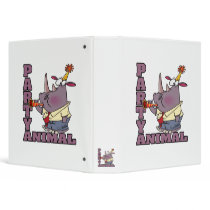 funny party animal rhino cartoon vinyl binders