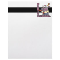 funny party animal rhino cartoon personalized letterhead
