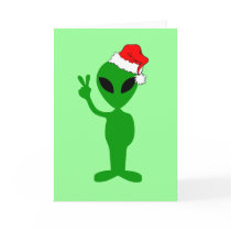 Funny peace alien santa cards
