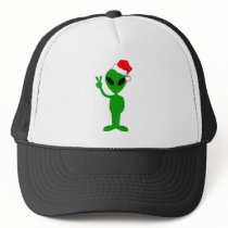 Funny peace alien santa trucker hats