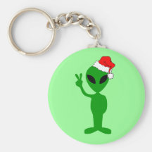 Funny peace alien santa key chain