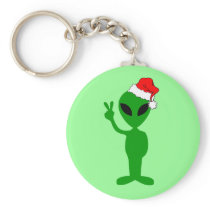 Funny peace alien santa key chain