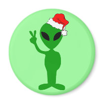 Funny peace alien santa magnet