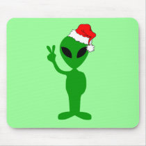 Funny peace alien santa mousepads