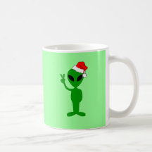 Funny peace alien santa mug