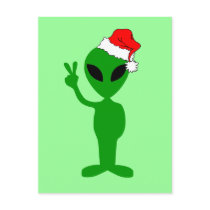 Funny peace alien santa postcards