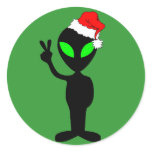Funny peace alien santa stickers