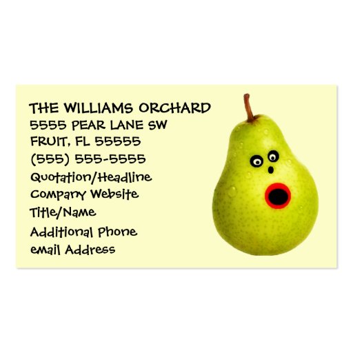 Funny Pear Grower Advertising Business Cards (front side)