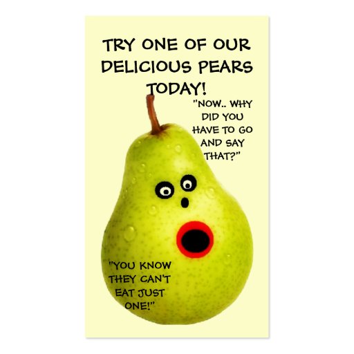 Funny Pear Grower Advertising Business Cards (back side)