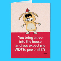 Funny Pee on Tree Dog Christmas Card cards